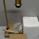 Gold Industrial Table Lamp with 2 USB Ports, Elizabeth Vintage Desk Lamp with Glass Shade, Stepless Dimmable Bedside Reading Lamp for Bedroom Living Room Office, LED Nightstand Lamp with E26 Bulb