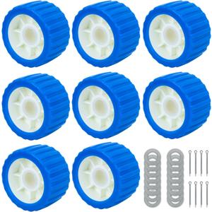 Boat Wobble Roller 5"x3", Boat Trailer Roller Marine Ribbed Wobble Roller Boat Trailer Wobble Roller Assembly with Washers and pins for Boat Yacht Trailer