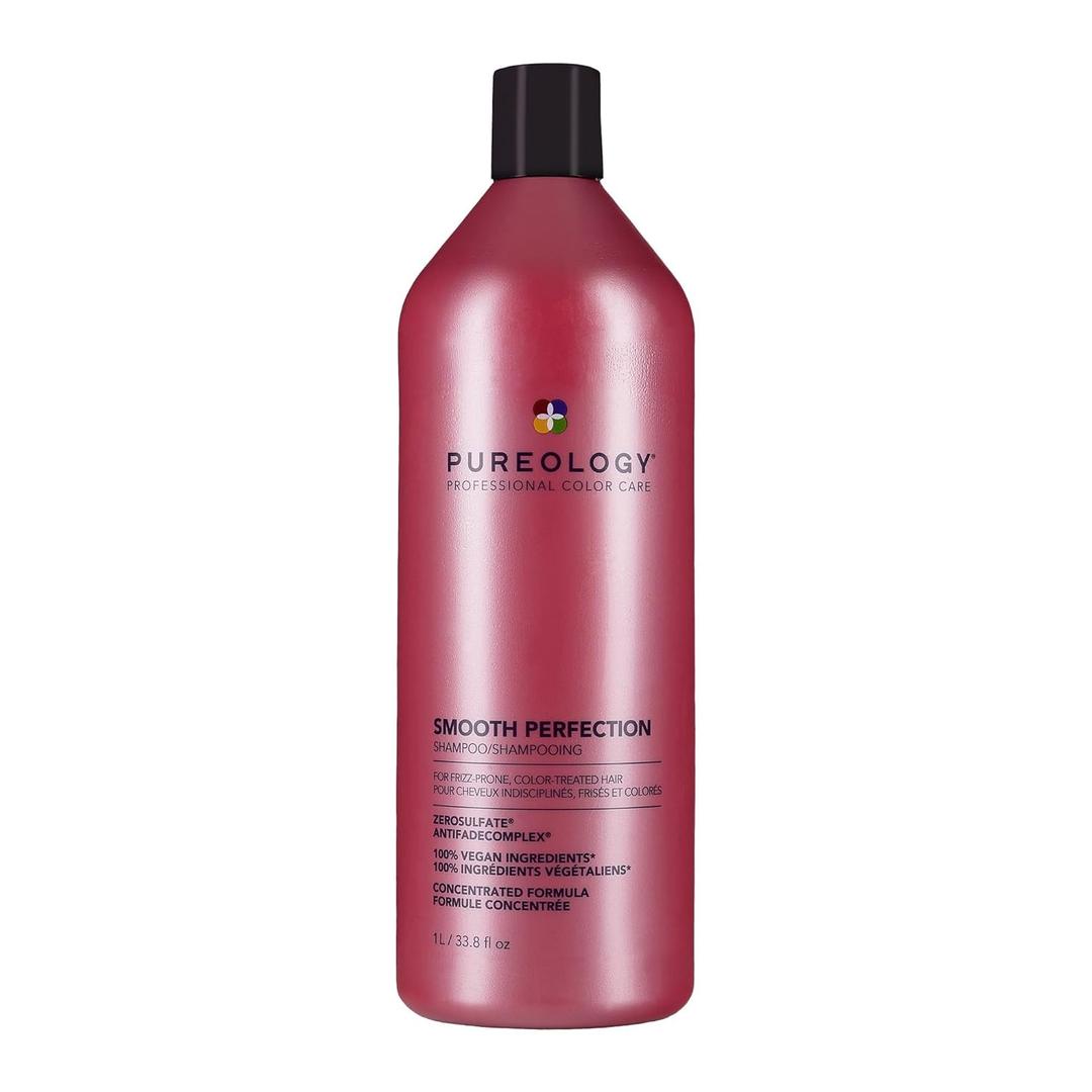 Pureology Smooth Perfection Shampoo - For Frizzy and Color Treated Hair, Smooths Hair & Controls Frizz, Sulfate-Free & Vegan (33.8 Fl Oz (Pack of 1))
