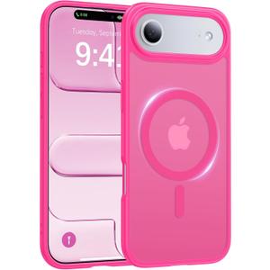 Magnetic for iPhone Air Case 2025,[Anti-Slip][Compatible with MagSafe][Military Grade Drop Protection] Shockproof Protective Translucent Matte Phone Case for iPhone 17 Air Case,Hot Pink