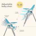 Baby High Chair Adjustable to 7 Different Heights - Foldable High Chairs for Babies and Toddlers - Silla para Comer de Bebe - Blue