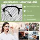 Large Reading Glasses Women Trendy Thick Square Readers 1.0 1.25 1.5 1.75 2.0 to 4.0 5.0 6.0 Spring Hinge (Slim Rim-black/Clear)