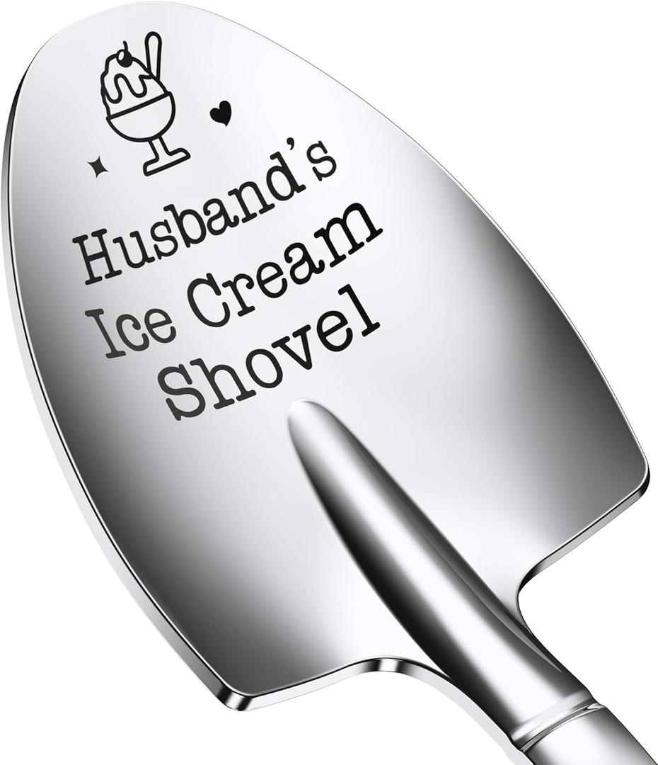Fathers Day Gifts for Husband Dad,Large Husbands Ice Cream Shovel,Icecream Scoop Stainless Steel,Anniversary Birthday Gifts for Men Him Husband Dad Boyfriend(Husband's Ice Cream Shovel,Large) 