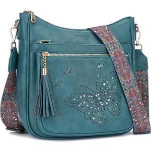 KITEVIUN Medium Crossbody Bags for Women Trendy, Women's Butterfly Shoulder Handbags with Tassel