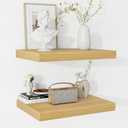 Fun Memories Floating Shelves - 2 Pack 12 Inch Rustic Wooden Wall Shelves - Extra Deeper & Thicker Wall Mounted Storage Shelf for Living Room, Kitchen, Farmhouse - 16" W x 12" D x 1.5" H - Oak