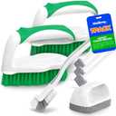 Holikme 7 Pack Deep Cleaning Brush Set, Scrub Pads with Scraper Tip for Pool Walls, Bathroom, Grout, Floor, Tub, Shower and Kitchen Surface (Green)