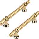 Haliwu 10 Pack Gold Cabinet Handles, Brushed Brass Cabinet Pulls Kitchen Handles Barrel Champagne Gold Pull Kitchen Hardware, 4 inch Hole to Hole Center