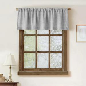 2 Pack Faux Linen Valance for Windows Kitchen Living Room Valances Rod Pocket Farmhouse Country Rustic Bathroom Small Window Treatment (54x15 inch, Grey)