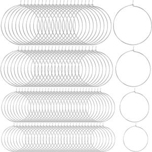 OIIKI 120PCS Earring Beading Hoops for Jewelry Making, 4 Sizes Silver Plated Hoop Earring Findings, Open Hoops, Metal Earring Rings, Round Earring Beading for DIY Jewelry Crafts for Women