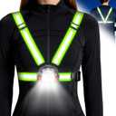 Niweya Running Lights for Runners, 500LM 1800mAh Rechargeable Running Light with 7 Modes & 45 Adjustable Beam, IPX4 Waterproof 360 Light up Gear, Reflective Vest for Night Walking/Jogging/Hiking