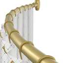 Curved Shower Curtain Rod, TOPROD Round Shower Curtain Rod 48 to 72 Inches Adjustable, Rounded Bowed Stainless Steel Shower Rods for Bathroom, Bathtub, More Shower Space, Gold, Need to Drill