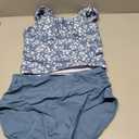 Girls Tankini Swimsuit 2 Piece Bathing Suit Twist Cross Back Cutout Swim Tank Top Floral Print Swimwear for 13-14Y