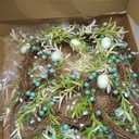 DN DECONATION Easter Bunny Spring Wreath with Egg, Twig and Berries Green Rabbit Easter Wreath for Front Door Decorations Home Farmhouse Outdoor Indoor Wall Mantel Window