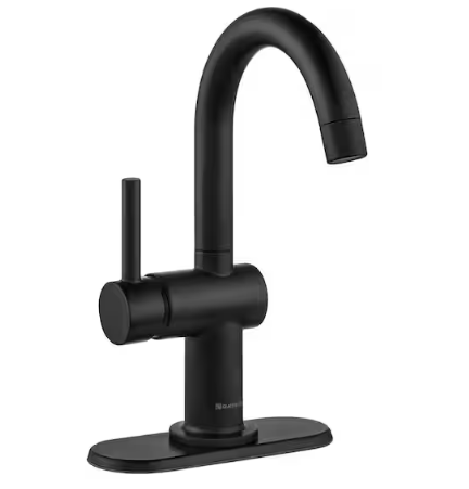 Glacier Bay Dorind Single Hole Single-Handle High-Arc Bathroom Faucet in Matte Black