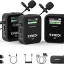 SYNCO Wireless Lavalier Microphone, G2(A2) 2.4G Dual Transmitter 48KHz 24Bit Lapel Mic 656FT 8H for Online Class Vlog Stream YouTube for Camera Smartphone Tablet (Standard, without charging case)