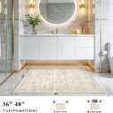 3x4 Rug Entryway Washable: Small Non Slip Front Door Mat with Rubber Backing for Bathroom Kitchen Indoor Entrance, Neutral Boho Low Pile Vintage Area Rug for Bedroom (Beige/Ivory 3ft x 4ft)