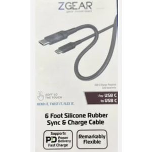 ZGear - Silicone Rubber Sync & Charge Cable - USB-C to USB-C - 6 Foot