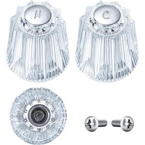 Enhon Shower Faucet Handle Replacement, Compatible with Price Pfister Contessa and Windsor Tub and Shower Faucets, Hot and Cold Knob Replacement, Clear Acrylic (2 Piece)