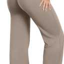 OQQ Yoga Pants Women High Waist Stretch Casual Soft Straight Leg Bottoms (Small Long, Taupe)