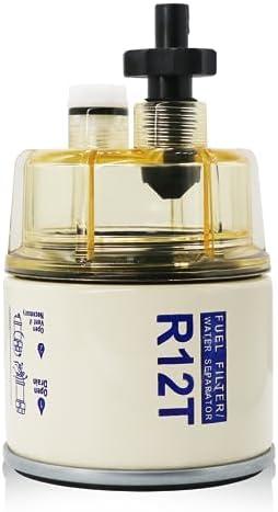 DZFST.FI R12T Fuel Filter Water Separator Spin-on R12T Filter with Water Collection Bowl Diesel Engine & Gasoline Engine Replaces# S3240 R12T 120AT 18-7987 NPT ZG1/4-19