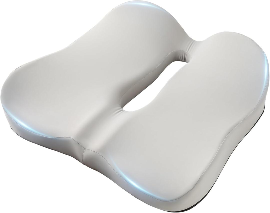 SheRest Seat Cushion, Ergonomic Memory Foam Cooling Cushion, Pressure Relief Suitable for Long Sitting Hours on Office Chairs, Desks, Cars and Airplane Seats, Gray