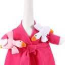 Shyyween Mommy and Baby Porch Goose Outfit for 23'' Cement Statue Silly Geese Clothes Hot Pink Bathrobe with Baby Geese for Outdoor Garden Yard Lawn Patio Duck Decoration (Rose Red)