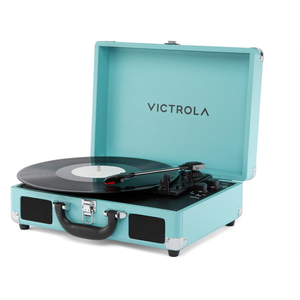 Victrola Journey II (2025 Model) – Bluetooth Suitcase Record Player – Built-in Stereo Speakers with Enhanced Bass, 3Speed Turntable, Bluetooth Input and Output, RCA & Headphone Outputs (Turquoise)
