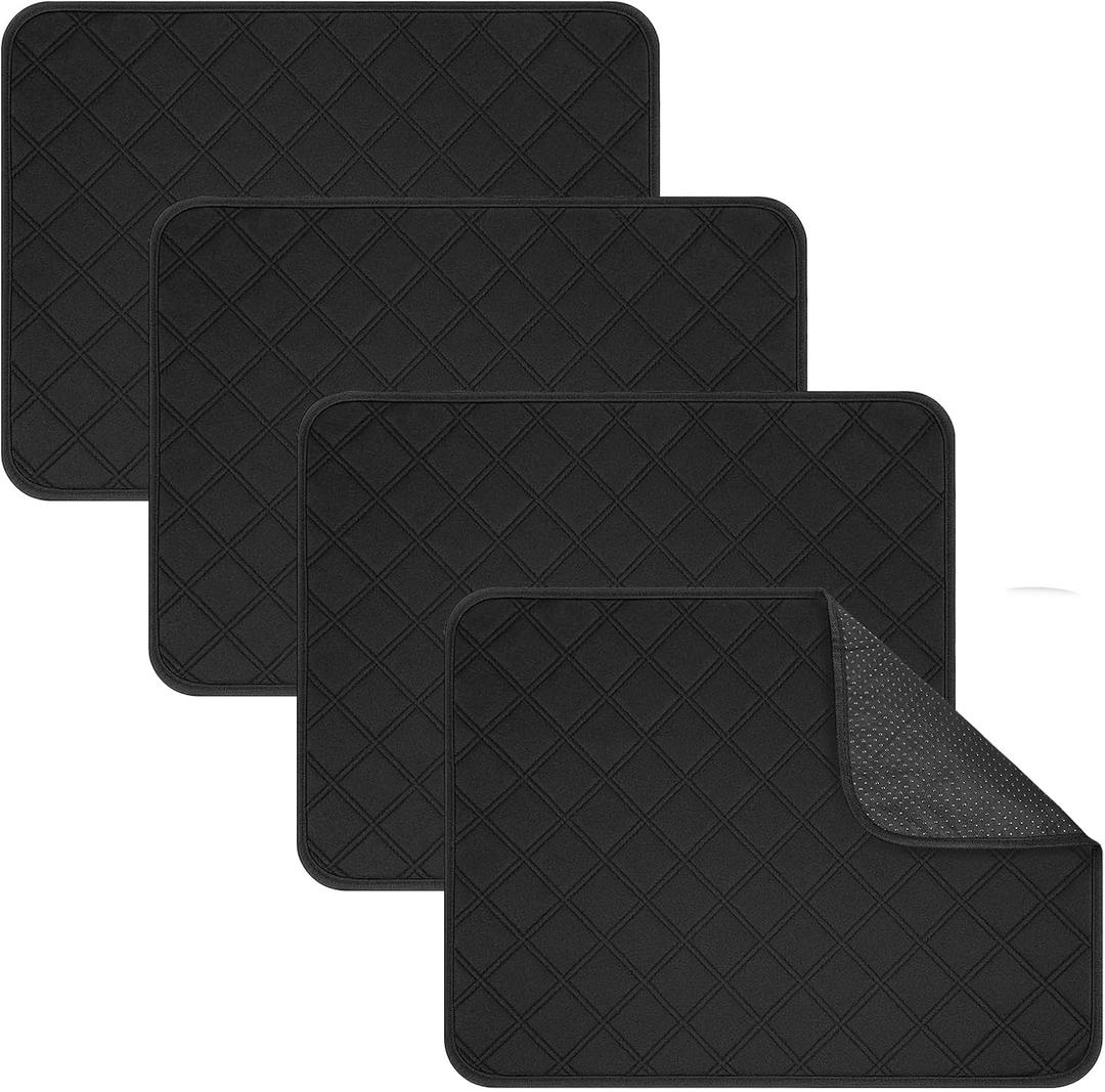 Dimeho 4 PCS Waterproof Chair Pads Reusable Seat Protector Pads Black Washable Seat Cover Non-Slip Absorbent Pee Cover for Incontinence Bed Wheelchair Adults Kids 23.6" x 17.7"