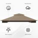 10x12 Gazebo Canopy Replacement for 10 x 12 Regency II Patio Gazebo Model L-GZ798PST,A101004104,A101004105 (Khaki)