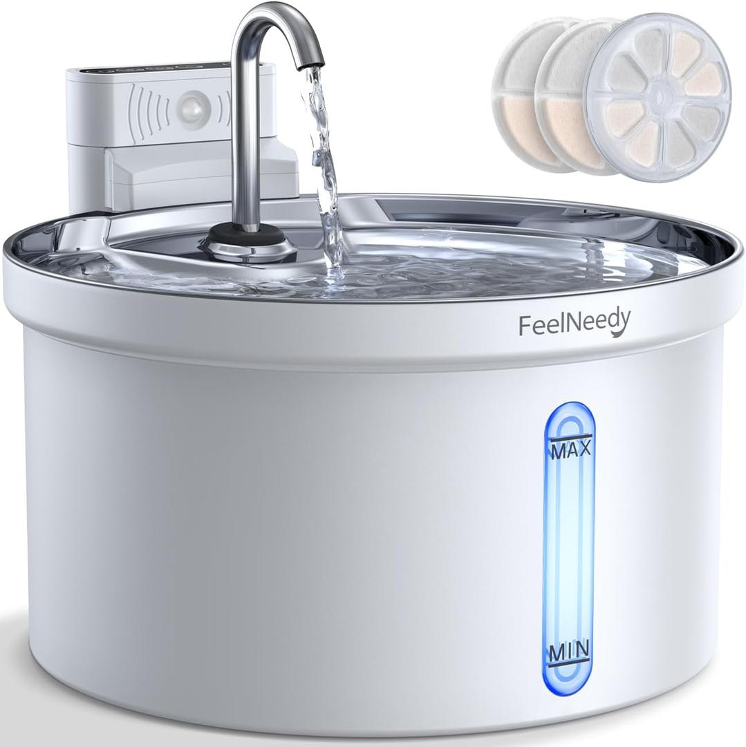 Wireless Cat Water Fountain [Water & Battery Separation] FEELNEEDY Automatic Pet Water Dispenser with Motion Sensor, 3.5L/118oz 4000mAh Battery Operated Water Fountains for Cats Dogs