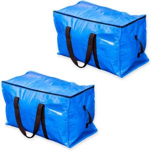 Blue Moving Bags Heavy Duty Extra Large Storage Bags with Zipper and Handles, Moving Supplies Moving Storage Bags, 23 Gallon Capacity, 2 Pack