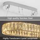 HAIXIANG Crystal 59 Inch Long Chandelier Modern Dimmable LED Chandeliers for Dining Table Pendant Lights Rectangular Glam Lighting Fixtures for Dining Room Kitchen Island Silver, Oval : L59"