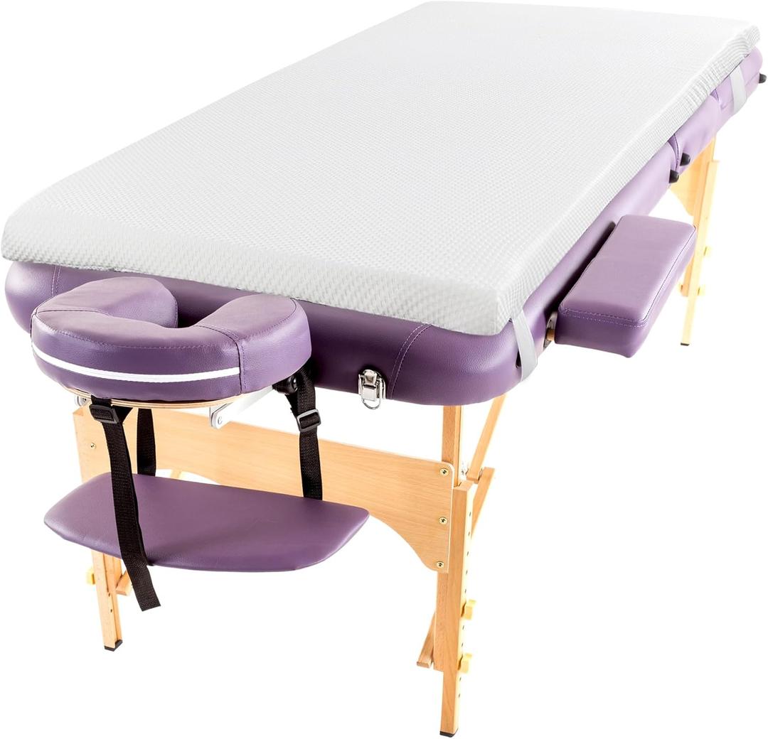 HOMBYS Memory Foam Massage Bed Mattress Topper, Non-Slip Lash Bed Table Mattress Topper with Removable Cover and Holding Elastic Bands, Cushion Only, White, 73"x29"x2"