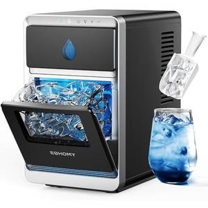 EUHOMY LunaArc™ Crescent Ice Makers Countertop, 1600Pcs/Day, Ready in 12Mins, Auto Deep Cleaning, Timer, Portable Crescent Ice Maker Countertop with Clear Ice Cubes for Whiskey/Coffee/Soft Drinks