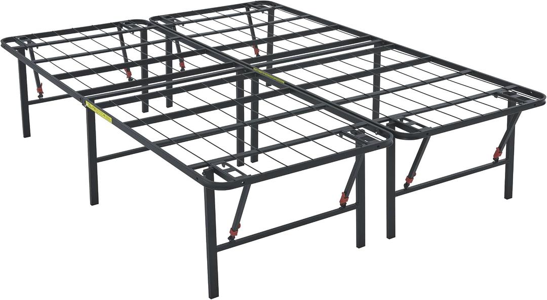 Amazon Basics Bed Frame with Storage, Foldable Metal Platform, Sturdy Steel, No Box Spring Needed, 18 inches High, Tool-Free Setup, Full Size, Black