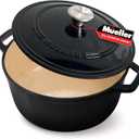 MELLERHOME 4.5 QT Enameled Cast Iron Dutch Oven, Heavy-Duty Casserole Dish and Braiser Pan with Lid and Stainless Knob, Safe for All Cooktops, Black (4.5 Quart)