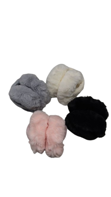 4pcs Fuzzy Ear Muffs for Women, Foldable Faux Fur Ears Warmer Fluffy Outdoor Cute Earmuffs Winter Accessories (4, White/Black/Dark Grey/Pink)