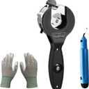 Ratchet pipe cutter 5/16"-1-1/8"| Compact 2-in-1 pipe cutter for narrow Spaces |PVC/Cu/plastic pipe cutter, equipped with ComfortGrip gloves + Pro deburring blade