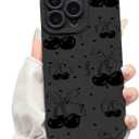 NITITOP Compatible with iPhone 14 Pro Max Case Cute Cherry Bow Ribbon Pattern for Girls Women Soft TPU Durable Full Camera Lens Shockproof Protective Cover - Black