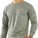 NORTHYARD Men's Crewneck Sweatshirt Long Sleeve Cotton Sweat Shirt Lightweight Athletic Workout Sport Gym Running Sweatshirts STONEGREEN, Size XL