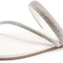 Women's Rhinestone Slide Sandals Slip On Flat Sandals Flip Flop Thong Sandals (White)
