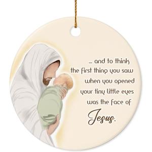2 x Christmas Ornament - Jesus Ceramic Ornament, Christian Baby Memorial Gift, Religious Christmas Decoration, Sympathy Gift for Loss of Son and Daughter, Bereavement Gifts for Loss of Child