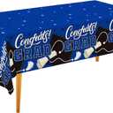 2 x Gatherfun Graduation Decorations Kit - 2 Pcs Blue Gongrats Grad Tablecover for Party Decorations，Graduation Plastic Table Covers 54"x108"