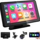 Portable Wireless Carplay Car Stereo, 7 inch HD Touchscreen for All Vehicles,with Apple CarPlay & Android Auto with Backup Camera/Mirror Link/Voice Control/Bluetooth/GPS/AUX/FM Satellite Radio