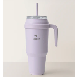 REDUCE Chiller Vacuum Insulated 40 oz Tumbler with Spill-Proof Silicone Straw - Sustainable Tritan Lid with Water Intake Markers - Soft Sit Base Travel Mug - Dishwasher Safe - Gentle Lavender