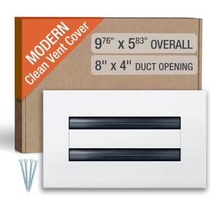 FA-STAR Clean Modern AC Vent Cover 8 x 4 (Duct Opening Cutout) - Decorative White Air Vent - Standard Linear Slot Diffuser - Register Grille for Ceiling, Walls & Floors - All Aluminum
