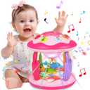 Hapyland Baby Toys 6-12 Months Girl Gifts: Babies Ocean Rotating Light Up Musical Toys for Toddlers 1 2 Year Old Crawling Learning Infant Toy 6 7 8 9 10 11 12 Months Old Baby Girl Gift (Pink)