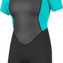 O'Neill Women's Reactor Back Zip Short Sleeve Spring Wetsuit, Lightweight Warmth Flexibility for All Water Activities, Size 8 (Black)