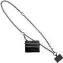 Clip and Go Phone Metal Chain with Pouch (Gun Metal - Black Pouch)  Stylish Phone Lanyard Crossbody with Wallet for Women, Hands-Free Carrying and Adjustable Crossbody Chain Strap