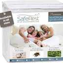 SafeRest Waterproof Twin Size Mattress Protector - Fitted with Stretchable Pockets - Machine Washable Cotton Blend Mattress Cover for Bed